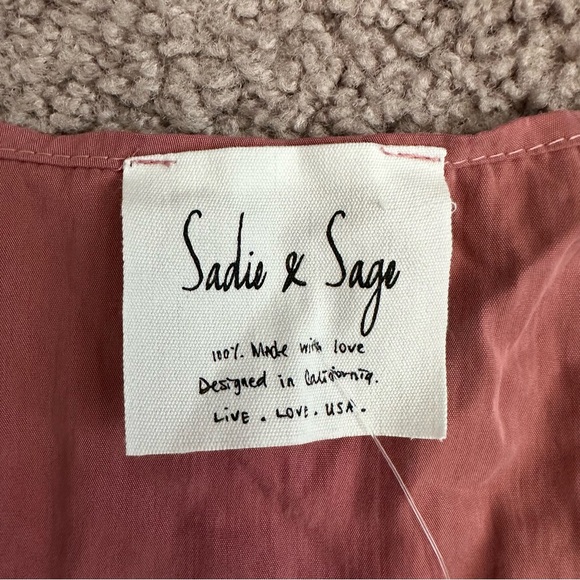 Sadie & Sage Tie-Front Crop Short Sleeve Blouse Shirt Womens S Dusty Rose - Picture 9 of 12